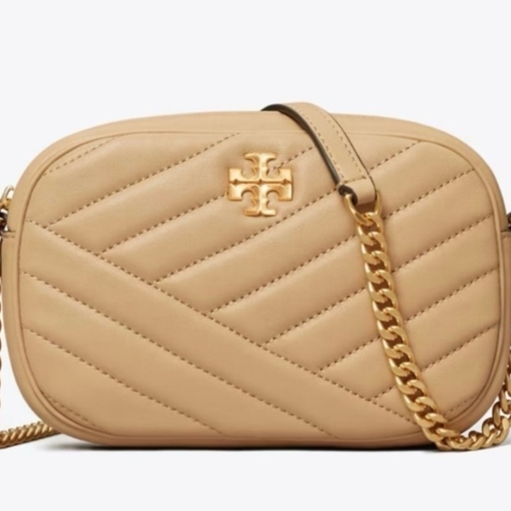 Tory Burch Beige Quilted Crossbody Bag